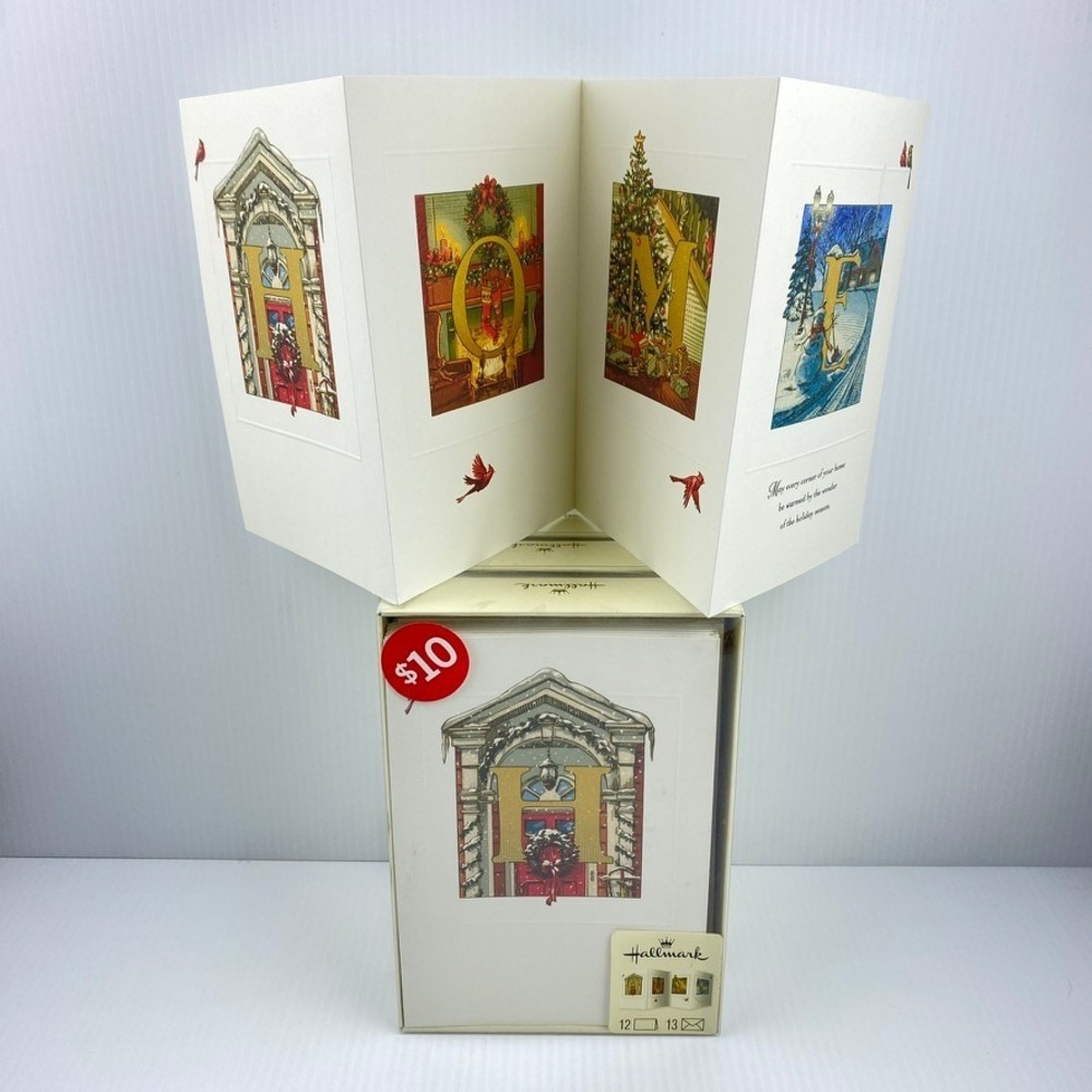 Hallmark Trifold Holiday Cards Boxed Set of 3 Cardinal Home Spellout